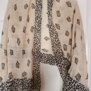 Leopard Print Scarf Beige Light Weight Scarf 60"×26"